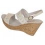 Sandale dama din piele naturala lac, culoare bej, platforme de 8 cm  - S46BEJLAC8